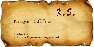 Kilger Sára névjegykártya